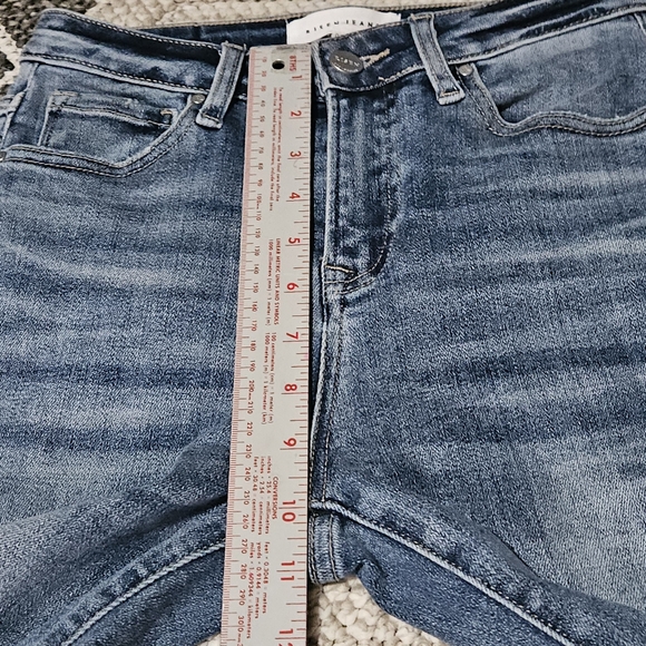 Risen Jeans High Rise Vintage Inspired Bell Bottom Distressed Split Hem 0 24 - Picture 10 of 17